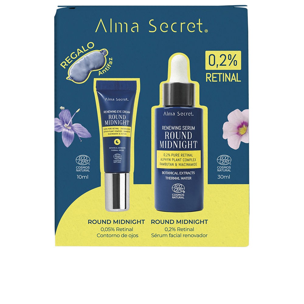Alma Secret Set da 3 pezzi ROUND MIDNIGHT Retinal serum 0.2% + retinal eye contour 10 ml + eye mask unisex