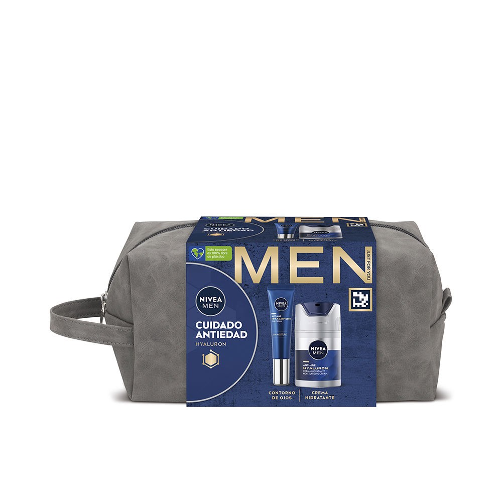 Nivea Set da toilette da uomo, astuccio per prodotti anti-età, 3 pezzi eye contour 15 ml + moisturizing cream 50 ml uomo