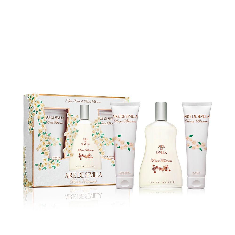 Aire Sevilla SET DI 3 ROSE BIANCHE SEVILLE AIR Eau de Toilette vaporizer 100 ml + gel 150 ml + body 100 ml donna
