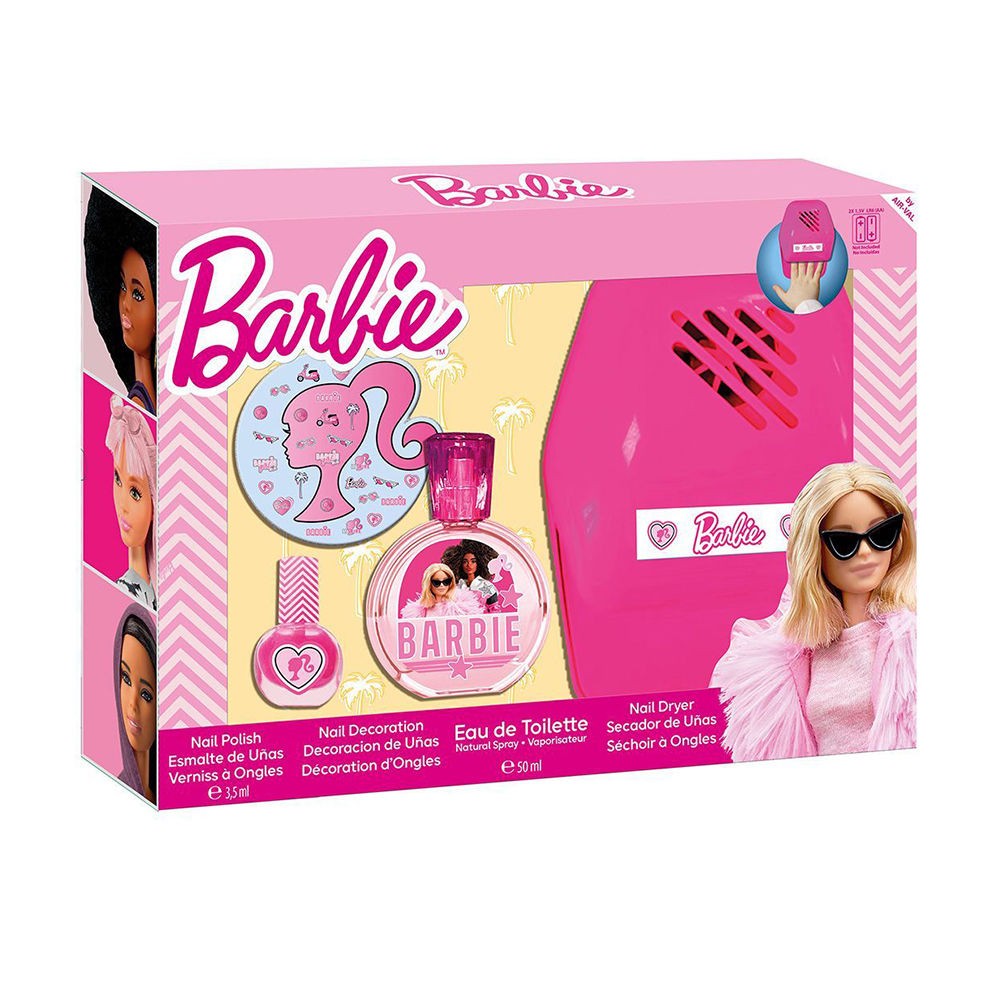 Cartoon Set di 4 pezzi di Barbie Eau de Toilette spray 50 ml + Nail polish 3.5 ml + Nail decoration + Nail dryer donna