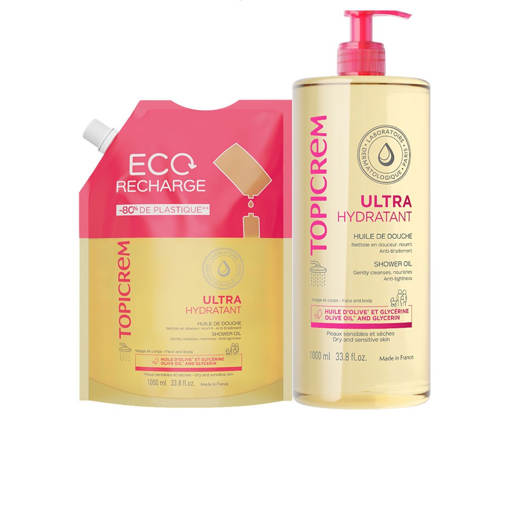Topicrem Set di oli per doccia UH, 2 pezzi Shower oil 1000 ml + Shower oil refill 1000 ml unisex