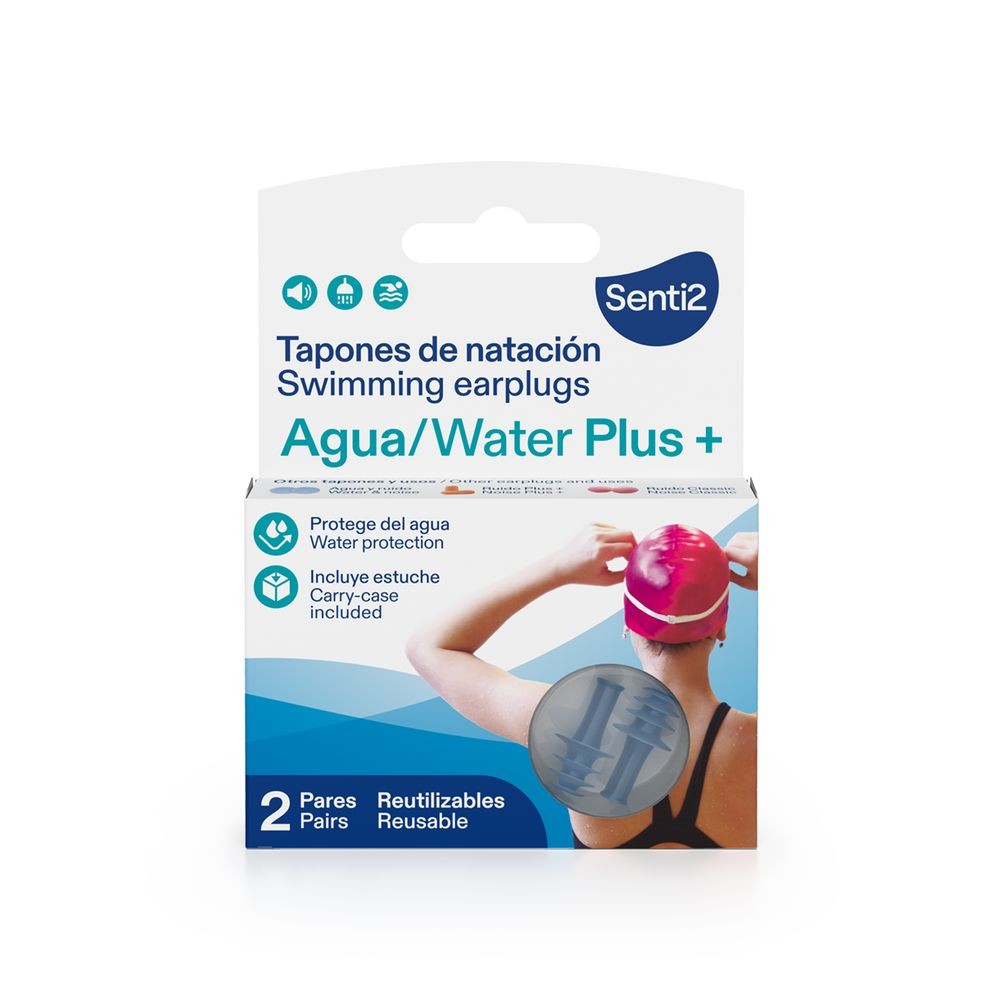 Senti2 Tappi per le orecchie da nuoto AGUA PLUS+ 2 pezzi unisex