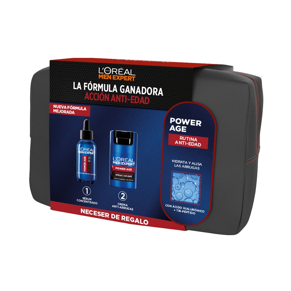 L'Oréal Paris UOMO ESPERTO POWER AGE CASE 4 pezzi sérum concentrado + crema anti-arrugas + neceser uomo