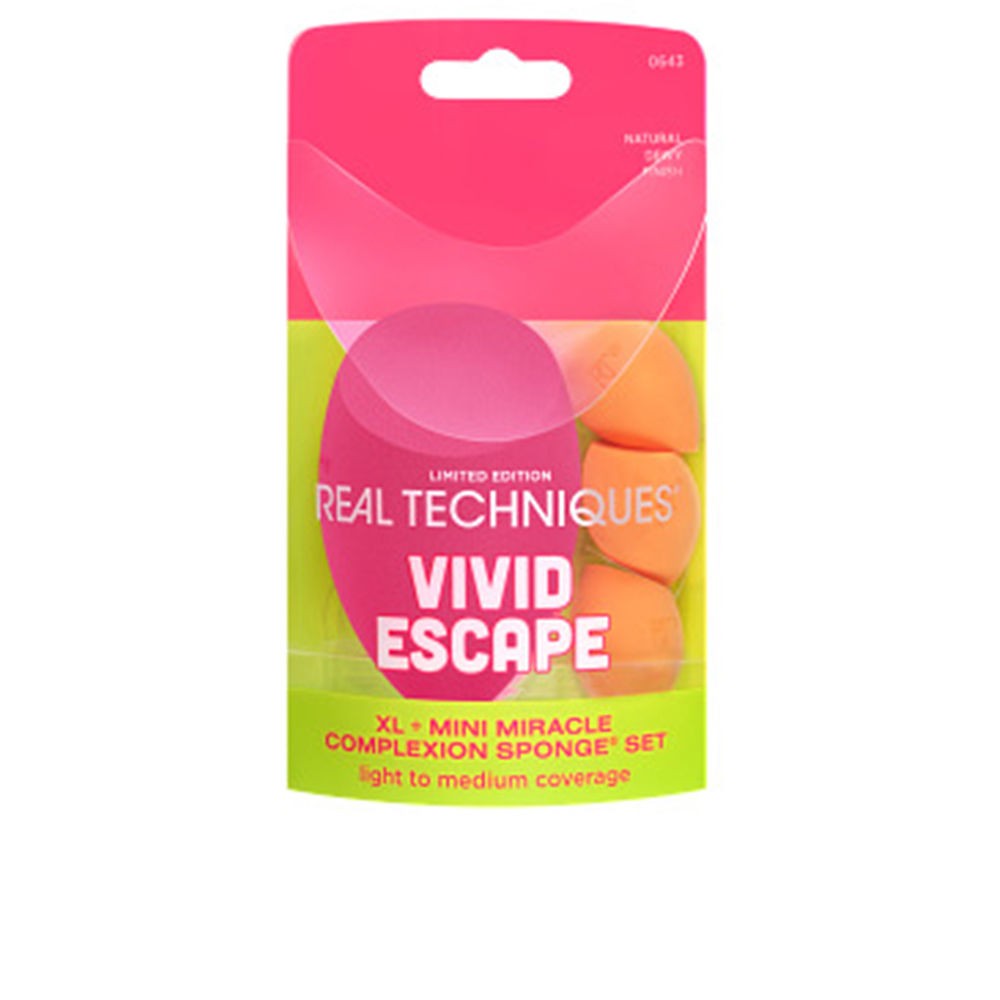 Real Techniques VIVID ESCAPE XL + MINI MIRACLE COMPLEXION SPONGE SET 4 PEZZI unisex