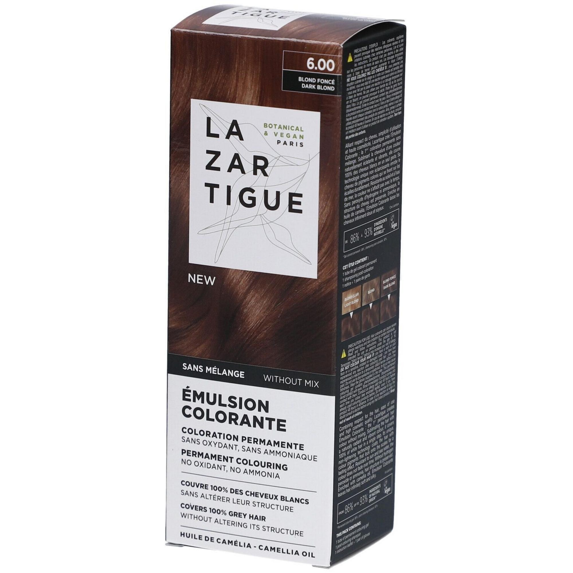 Lazartigue Emulsion Colorante Tintura Permanente per Capelli 6.00 Biondo Scuro 60ml