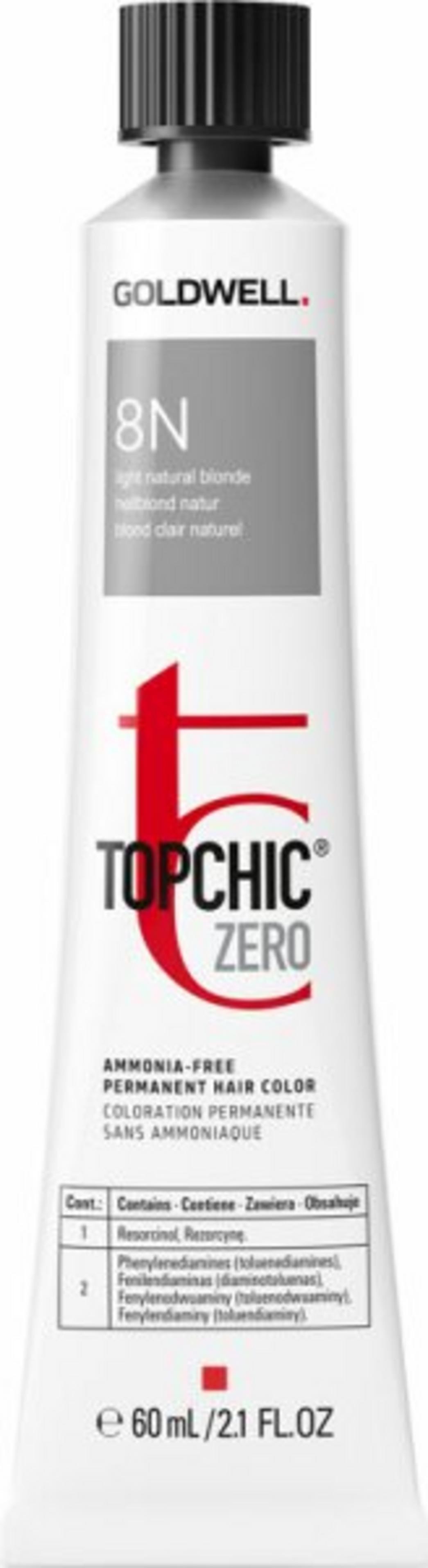 Tintura per capelli permanente Goldwell TopChic Zero senza ammoniaca 8N Biondo Chiaro 60ml