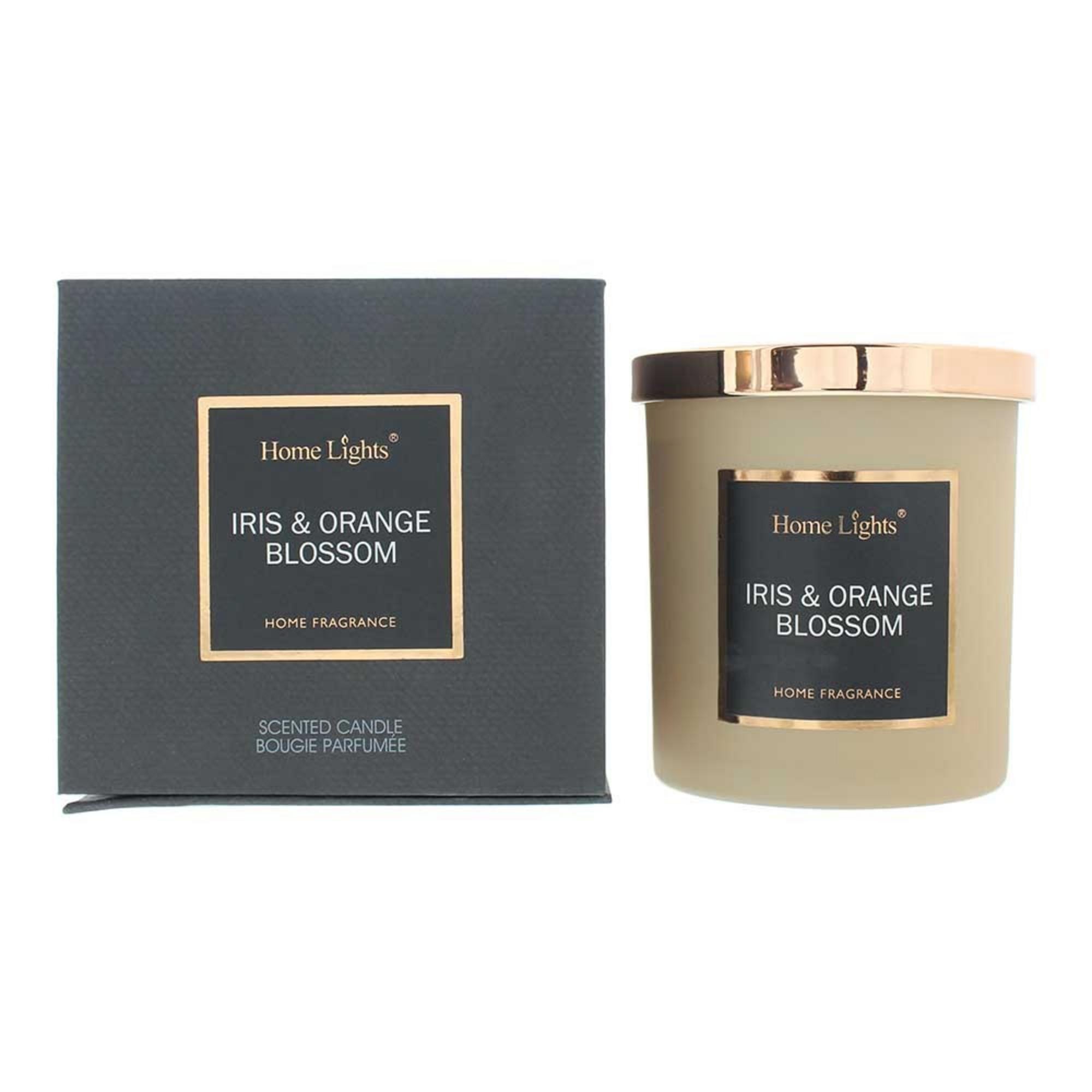 Candela profumata Home Lights Iris ai fiori d'arancio 215 g