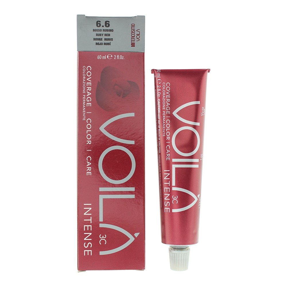 Tintura per capelli permanente Intercosmo Voila 3C Intensa senza ammoniaca colore rosso rubino 6.6 60ml