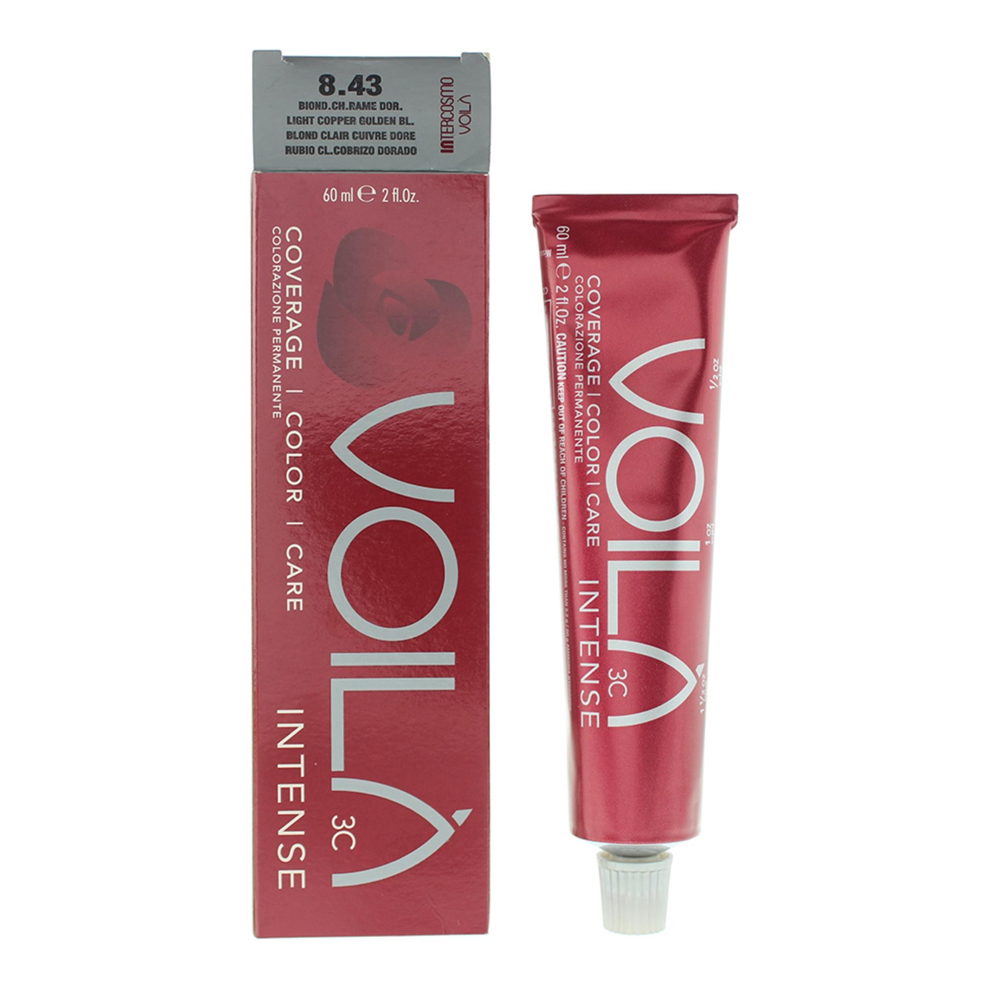 Tintura per capelli permanente intensa Intercosmo Voila 3C 8.43 Biondo dorato ramato chiaro 60ml
