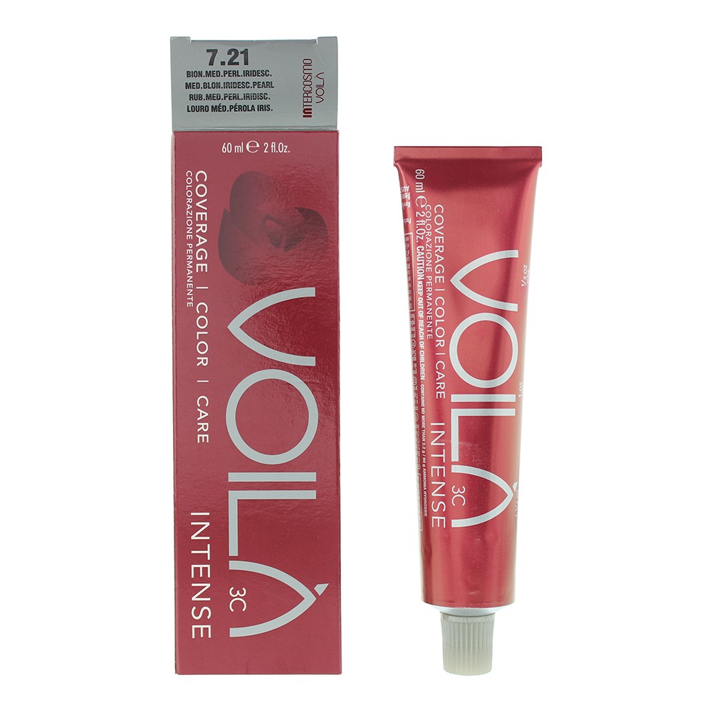 Tintura per capelli permanente intensa Intercosmo Voila 3C 7.21 Biondo medio perlato iridescente 60ml