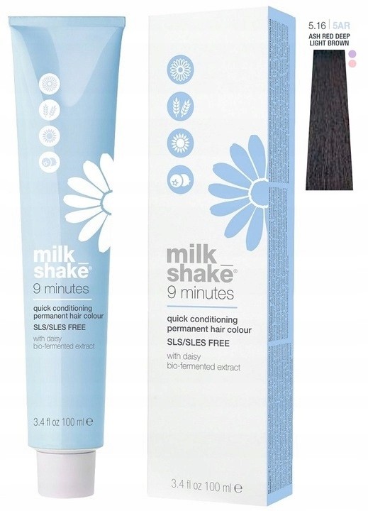 Tintura per capelli permanente Milk Shake 9 Minutes 5.165AR Rosso cenere Castano chiaro intenso 100ml