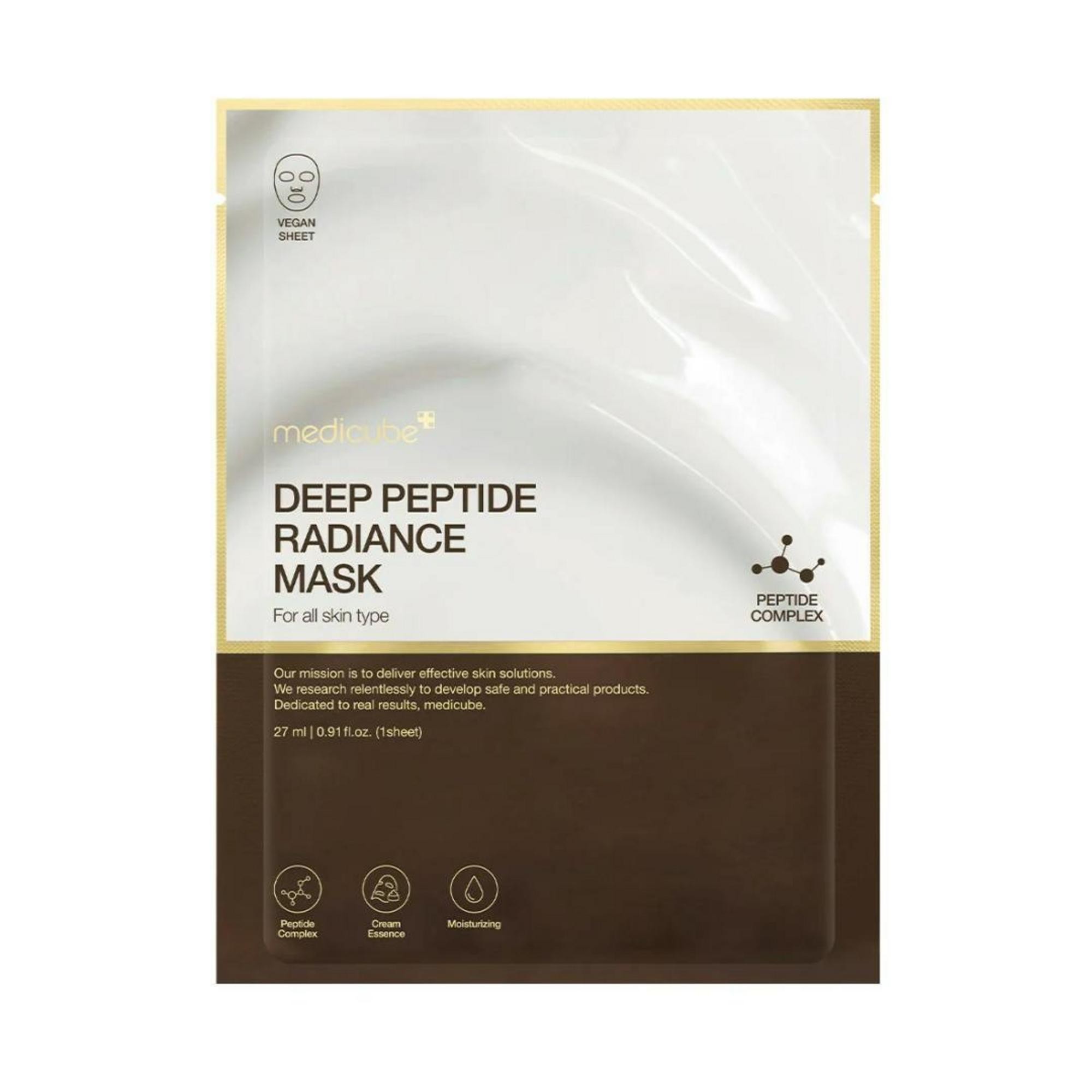 Medicube Deep Peptide Mask maschera in tessuto per il viso che migliora l'elasticità della pelle 27ml.
