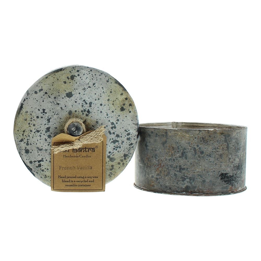 Candela profumata alla vaniglia francese Bali Mantra in latta vittoriana rotonda 280 g