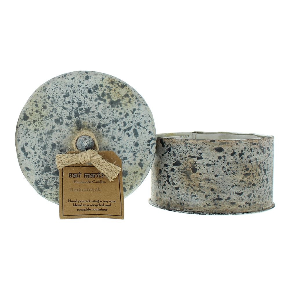 Candela profumata al ribes rosso Bali Mantra in latta vittoriana rotonda 280 g