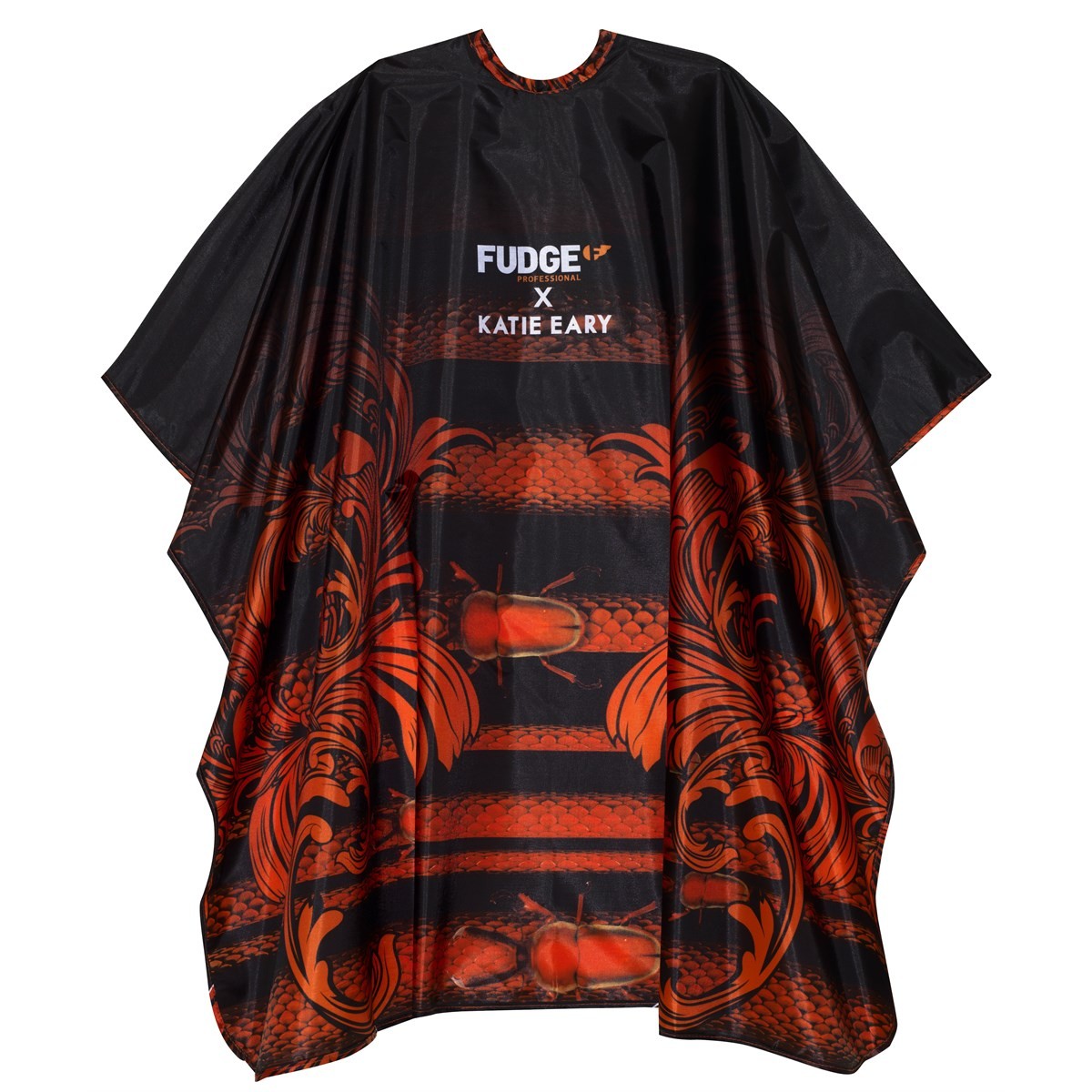 Mantellina da parrucchiere Fudge Professional Katie Eary colore rosso/nero.