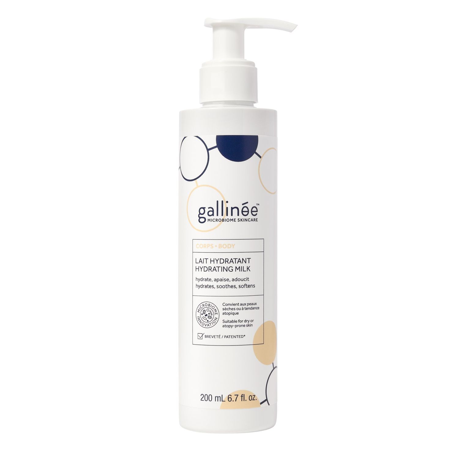 Latte corpo idratante Gallinee Body Care con prebiotici probiotici e postbiotici 200ml