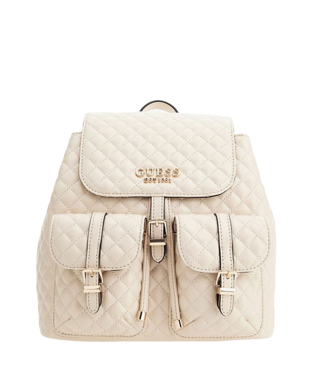 Zaino Guess Adam Flap in poliuretano e tessuto colore pietra donna