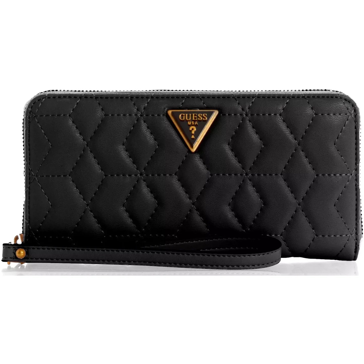 Portafoglio Guess Elenia in tessuto SLG grande con cerniera nera donna
