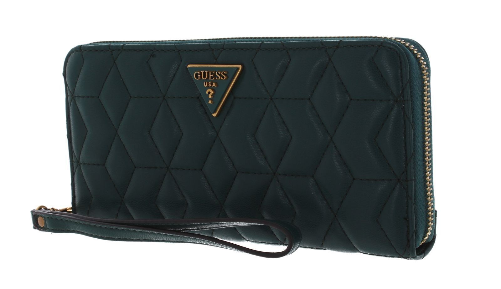 Portafoglio Guess Elenia in tessuto SLG con cerniera grande Forest Donna