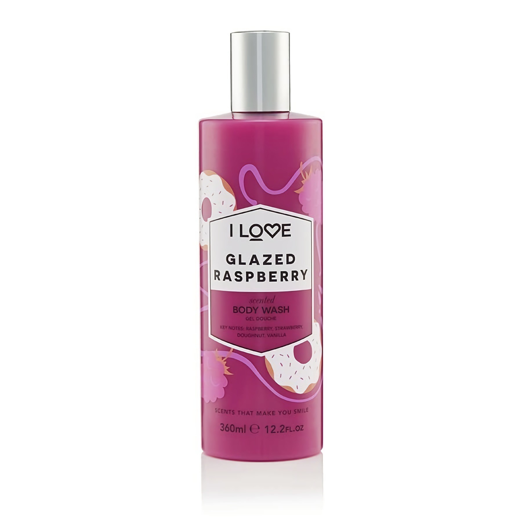 Bagnoschiuma detergente al lampone senza parabeni della collezione I Love Signature 360ml
