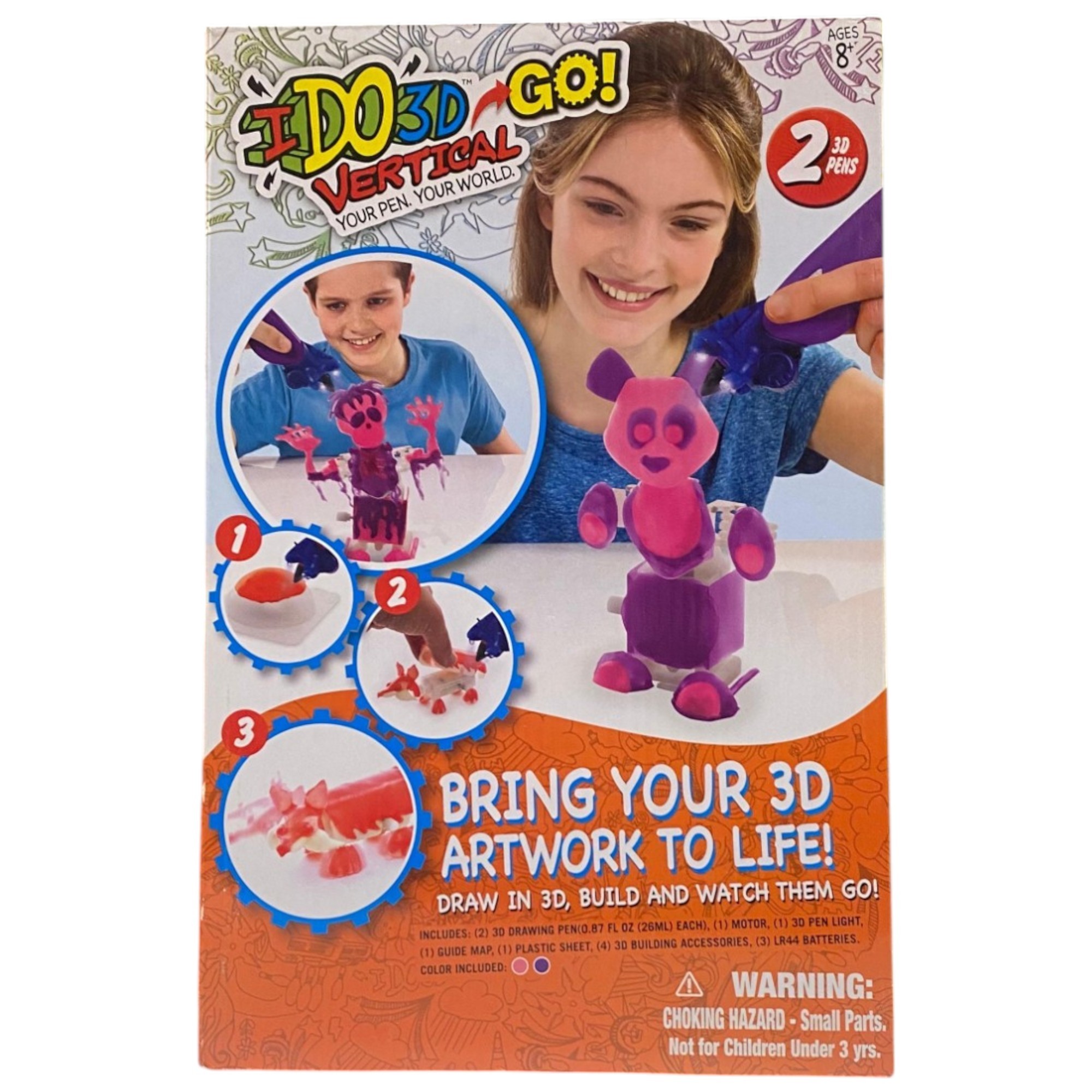 Ido3D Dai vita alle tue opere d'arte 3D con 2 penne verticali a cambio colore set da disegno unisex 8+ anni