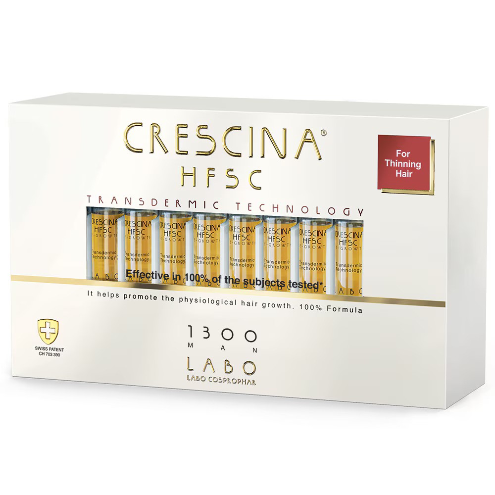 Labo Crescina Transdermic HFSC 1300 Siero Trattamento Stimolante della Crescita in Fiale per Cuoio Capelluto Uomo 20 pezzi 35ml