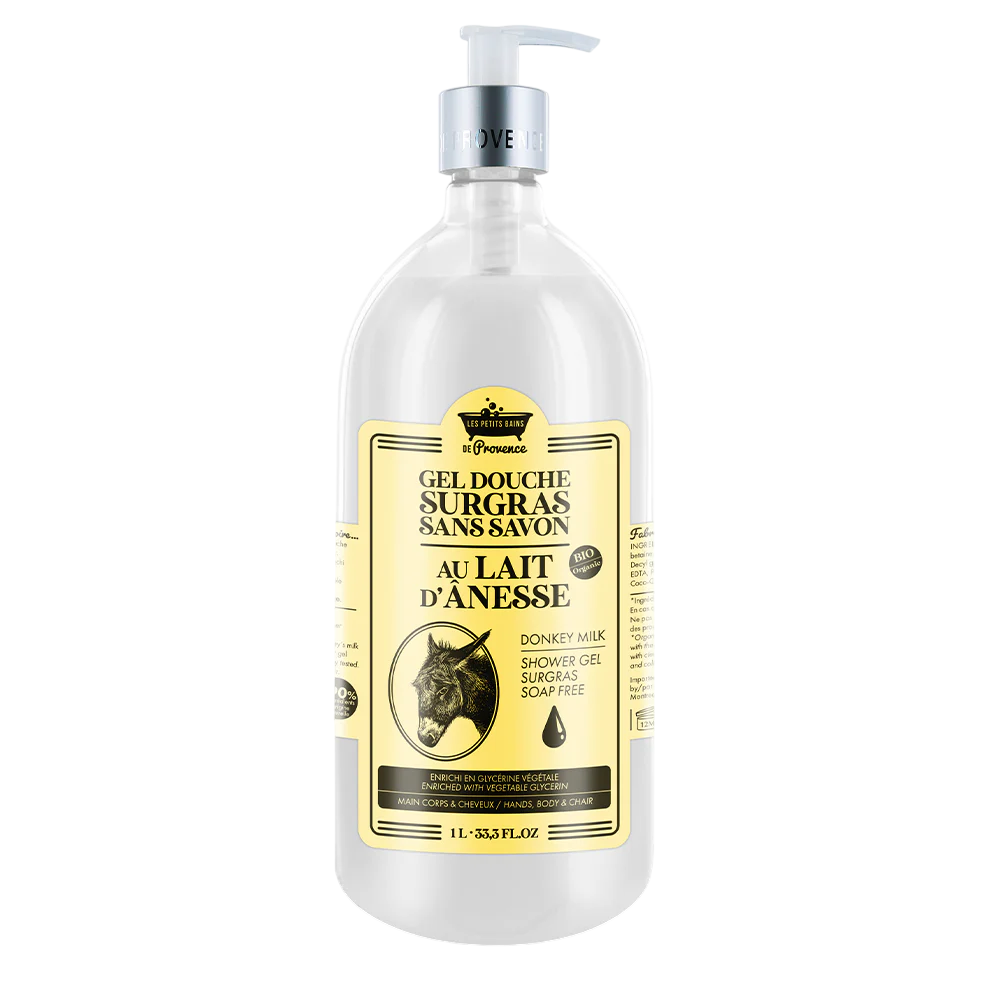 Les Petites Bains de Provence Gel Doccia al Latte d'Asina per Corpo Viso e Capelli Per Pelli Sensibili 1000ml