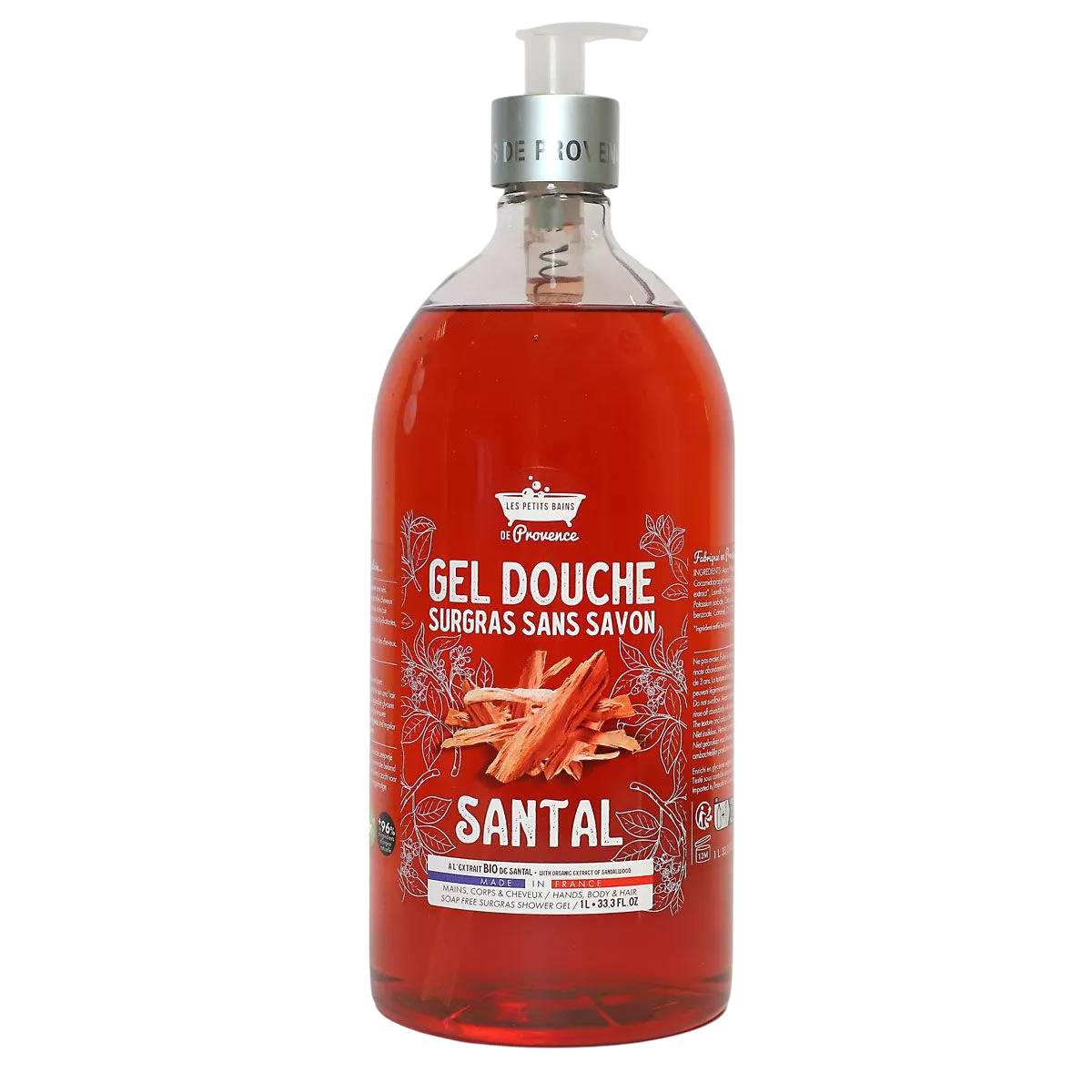 Les Petites Bains de Provence Santal Bagnoschiuma per Corpo Viso e Capelli per Pelli Sensibili 1000ml