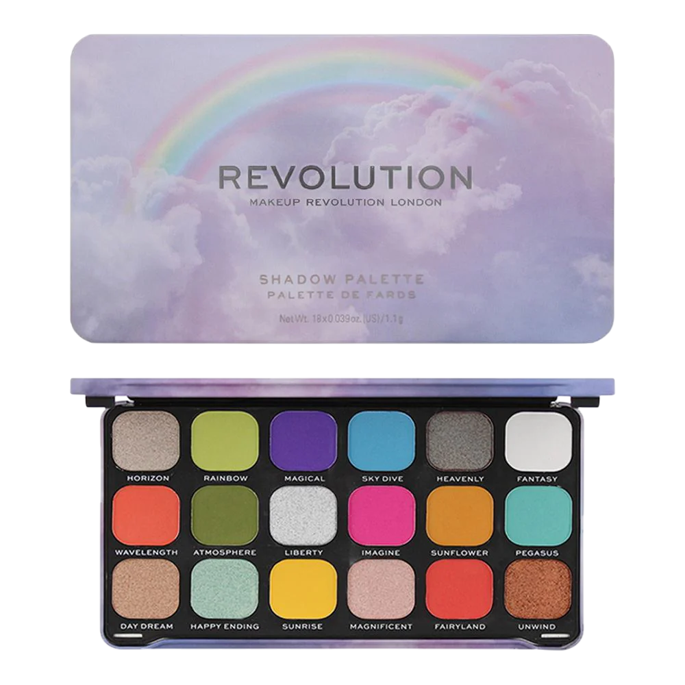 Palette di ombretti Rainbow di Makeup Revolution 18 colori 198 g