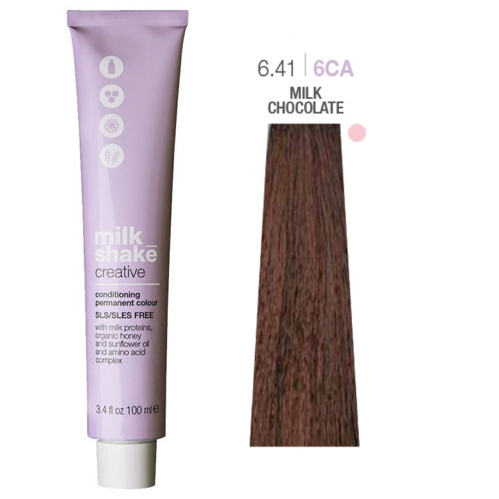 Tintura per capelli permanente Milk Shake Creative SLS/SLES-Free 6.416CA Cioccolato al latte 100ml