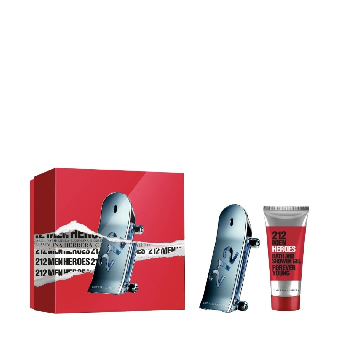 Set Carolina Herrera: 212 Heroes Eau De Toilette uomo 90ml + 212 Heroes Shower Gel For All Skin Types 100ml