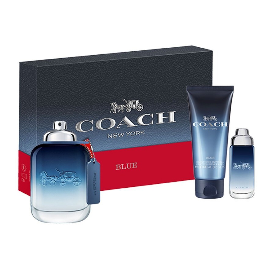 Set Coach: Blue Eau De Toilette uomo 100ml + Blue Eau De Toilette uomo 15ml + Blue Shower Gel Beard & Hair 100ml