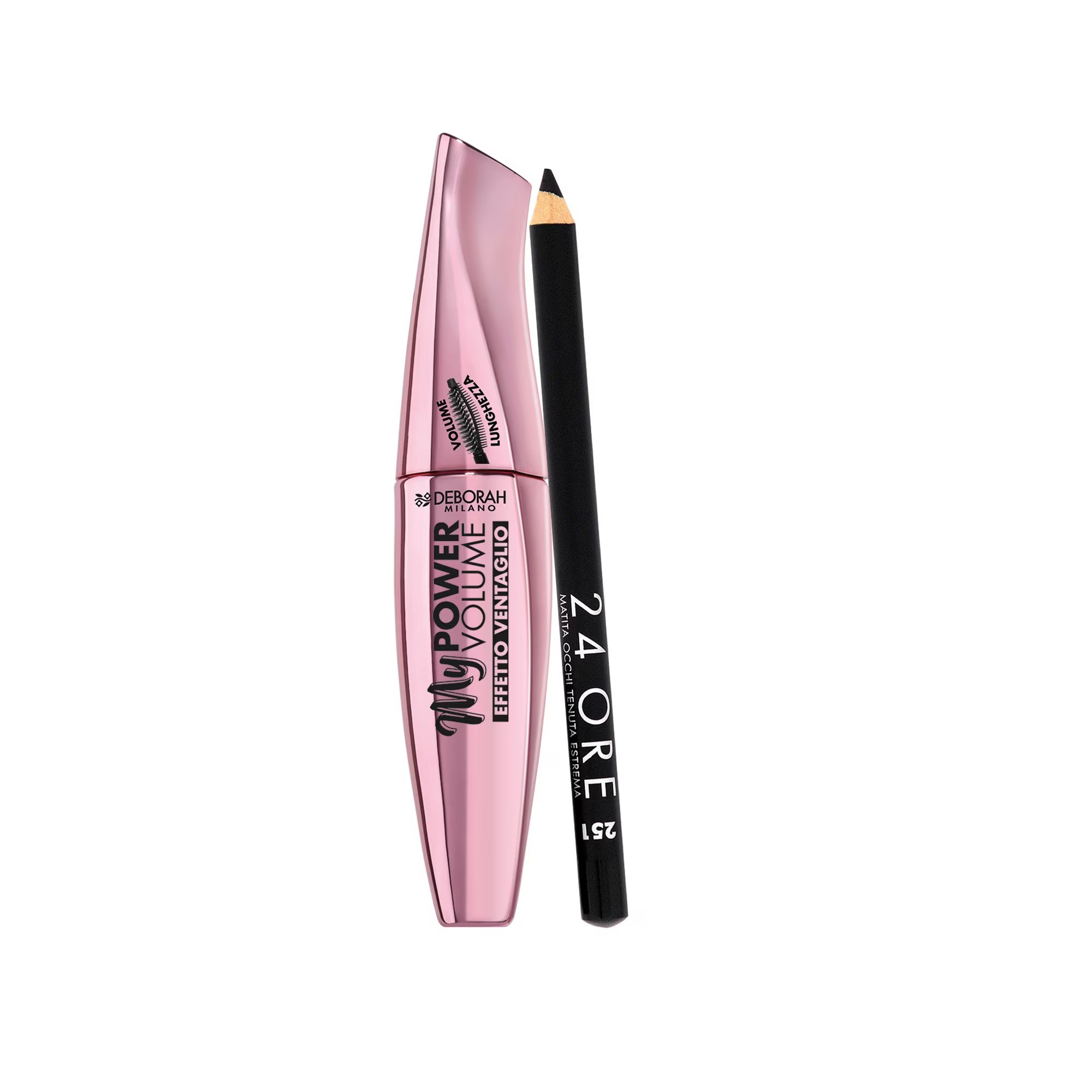 Set Deborah: matita eyeliner in gel extra lunga 24 ore nera 15 g + mascara volumizzante waterproof My Power nero 14ml