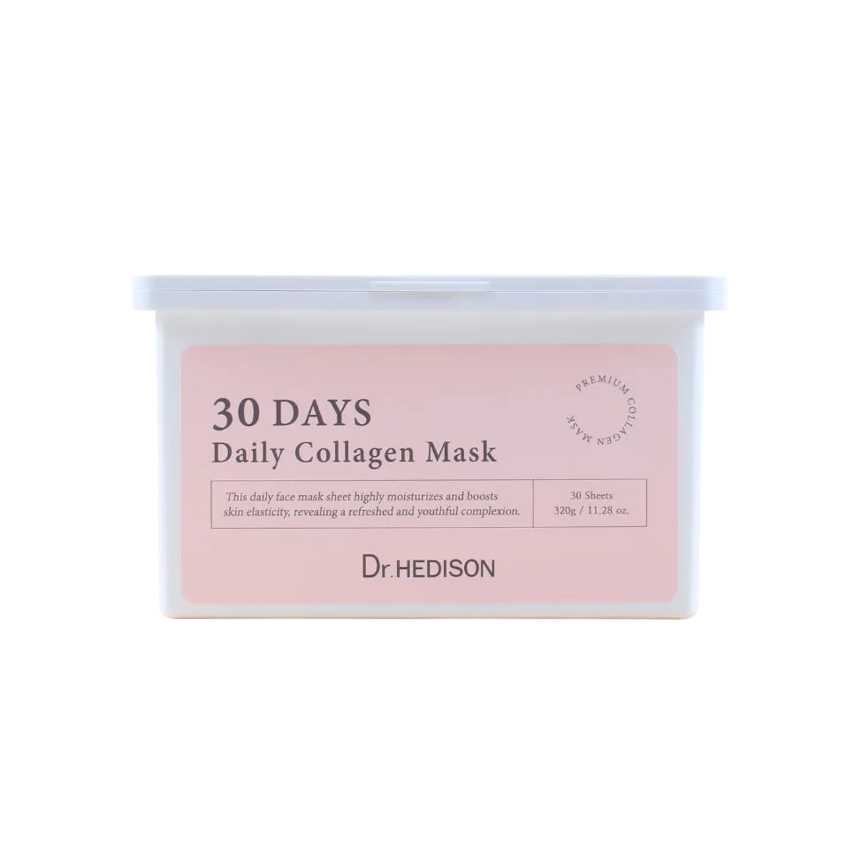 Set di maschere viso idratanti intense vegane al collagene Dr. Hedison per 30 giorni 30 pezzi 320 g