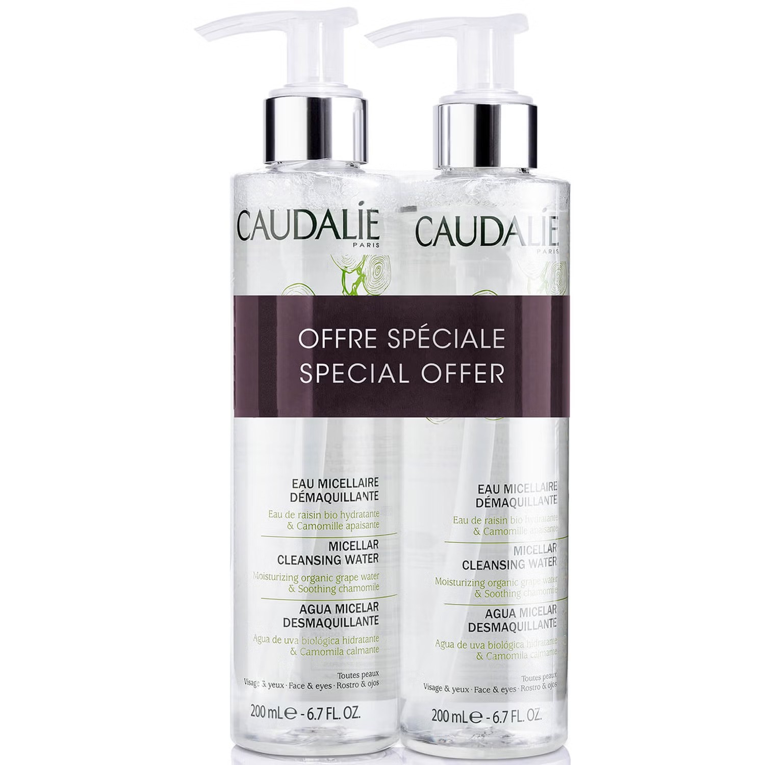 Set Duo Caudalie Acqua Micellare Detergente Caudalie per Tutti i Tipi di Pelle 2 pezzi 200ml