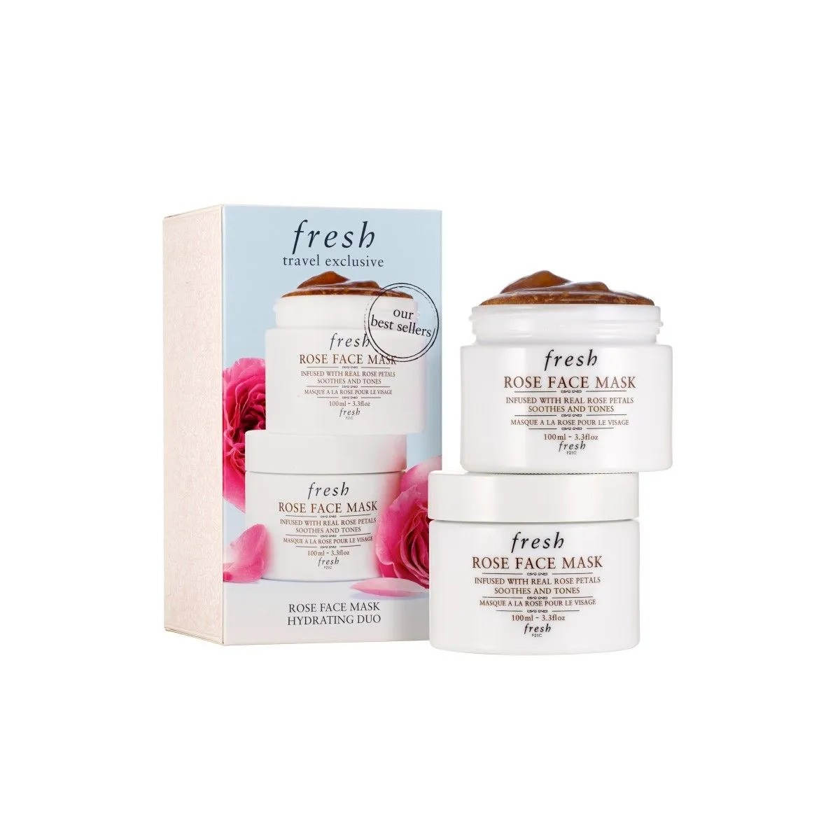 Set Duo Fresh Rose Maschera Viso Lenitiva e Tonificante in Crema 2 pezzi 100ml