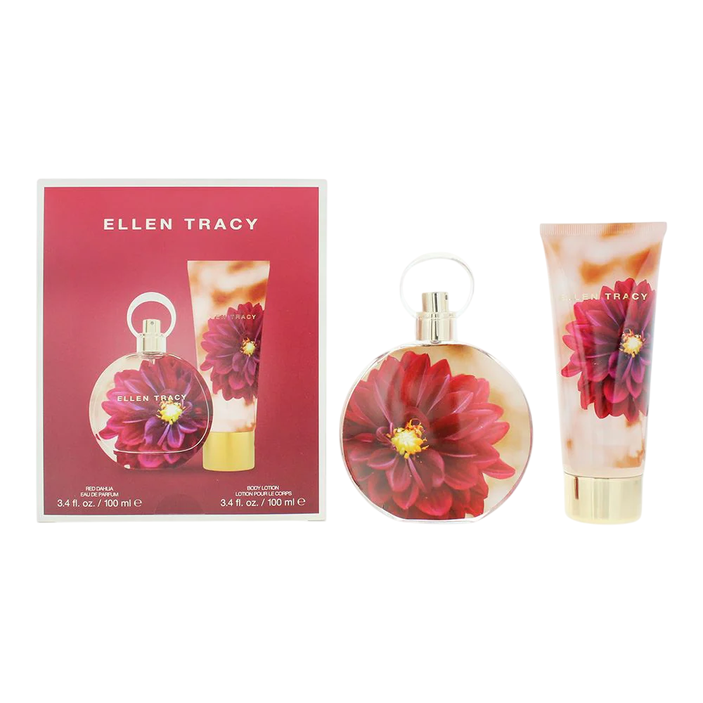 Set Ellen Tracy: Dream Florals Red Dahlia Eau De Parfum donna 100ml + Dream Florals Red Dahlia Lozione Corpo Idratante 100ml