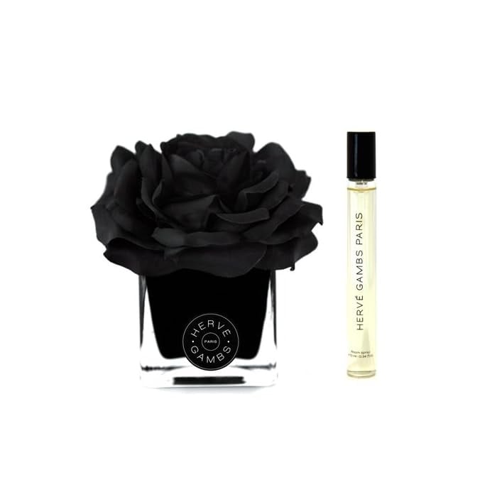 Set Herve Gambs: Spray per ambienti Ombre Patchouli 10ml + Diffusore di aromi a bastoncini in porcellana Black Couture Flower