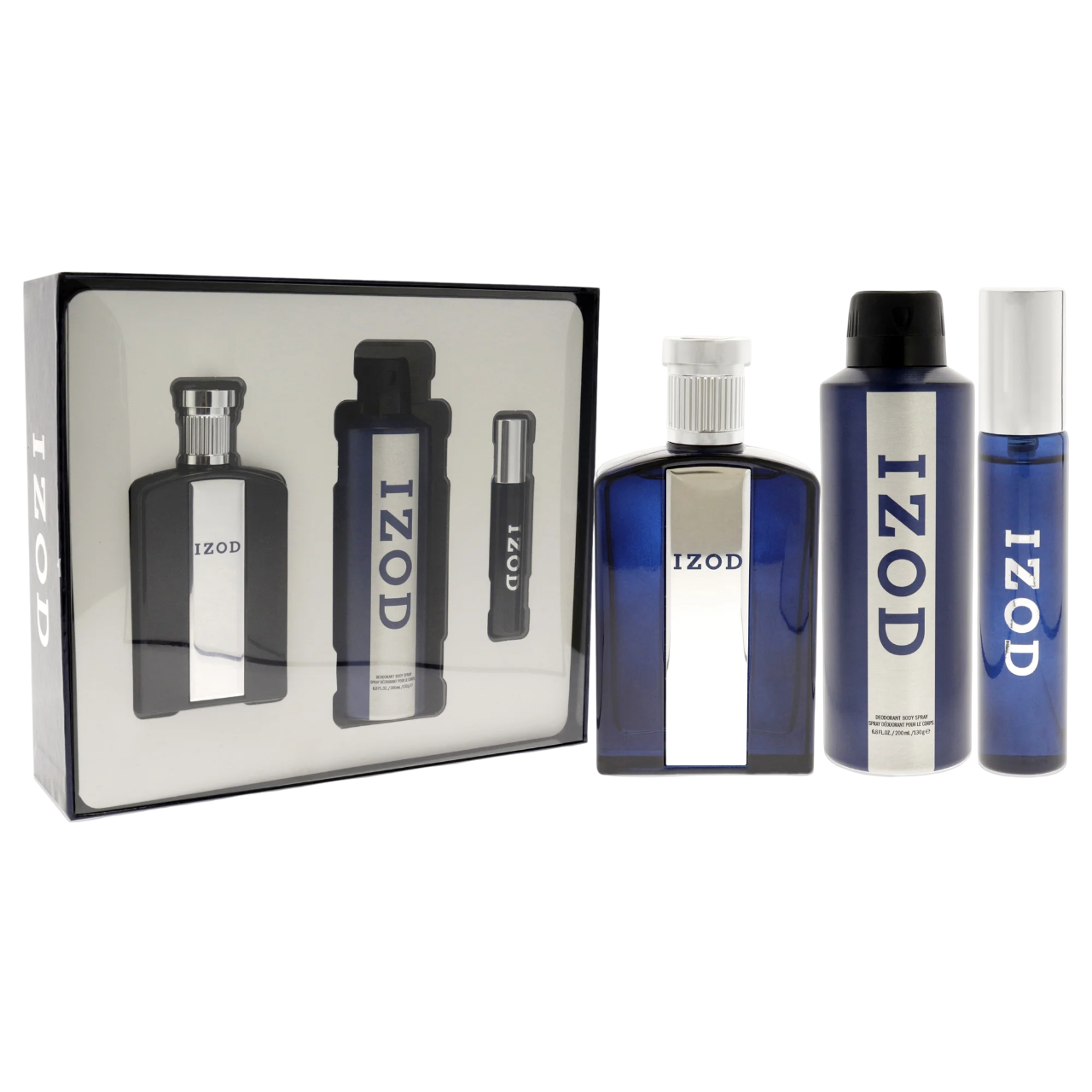 Set Izod: Izod Eau De Toilette uomo 100ml + Izod Eau De Toilette uomo 15ml + Izod Spray Profumato uomo 200ml