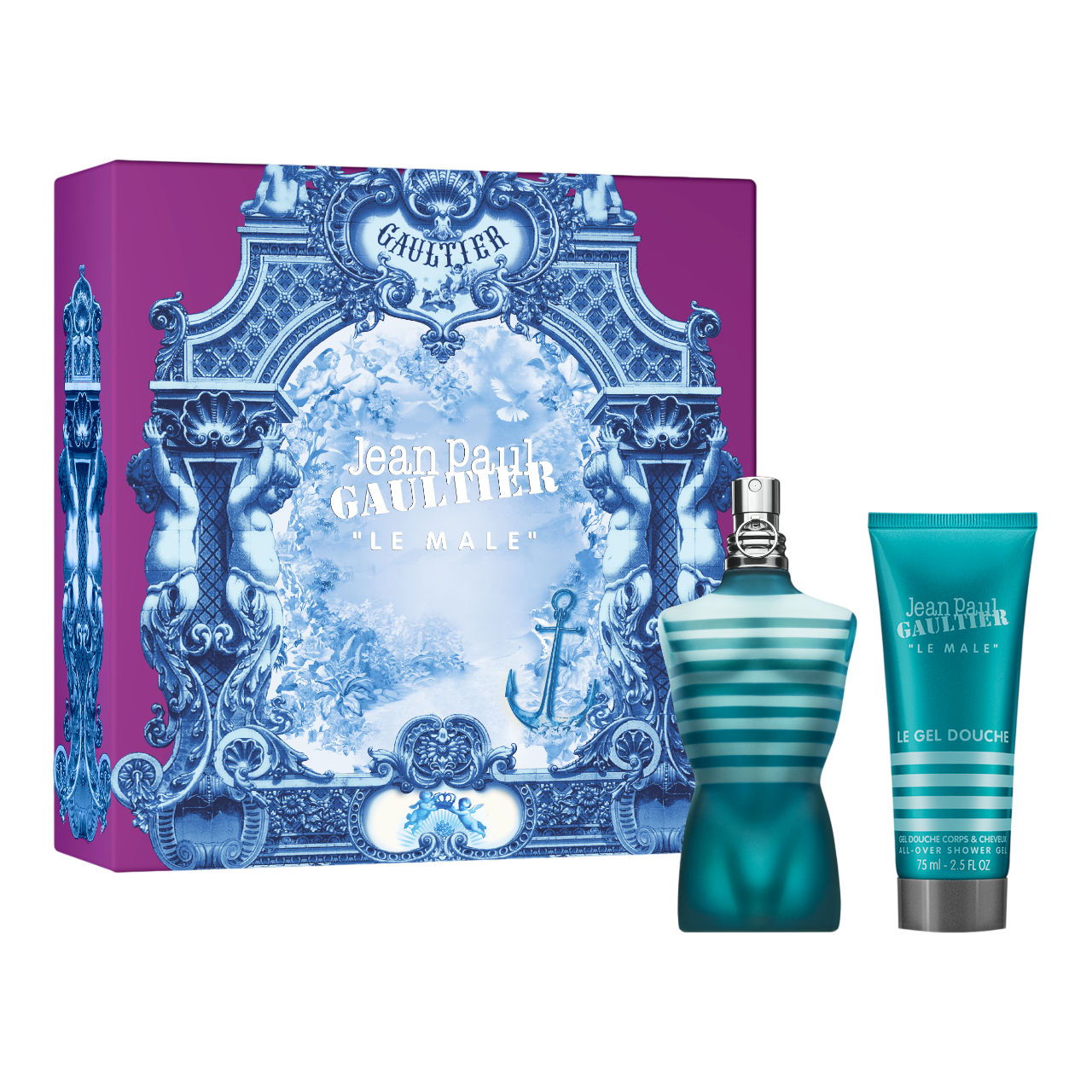 Set Jean Paul Gaultier: Le Male Eau De Toilette uomo 75ml + Le Male Gel Doccia Detergente per Tutti i Tipi di Pelle 75ml