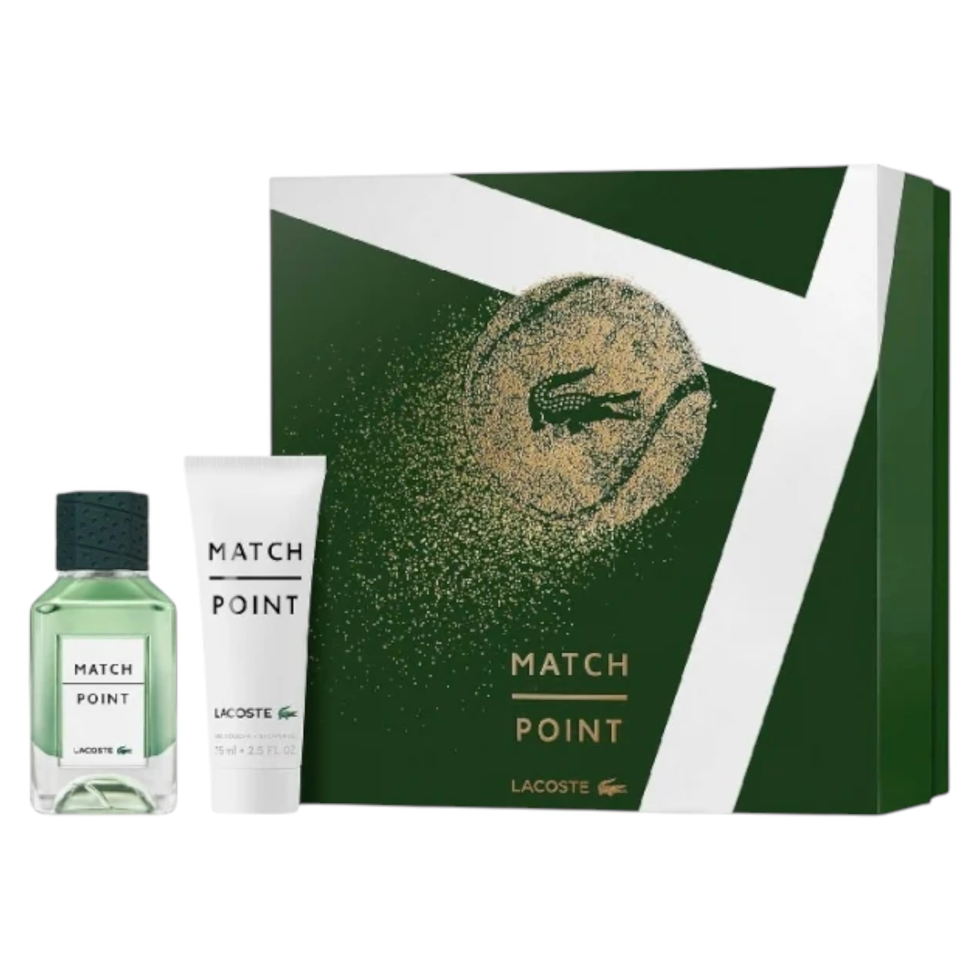 Set Lacoste: Match Point Eau De Toilette uomo 50ml + Match Point Gel Doccia Tutti i Tipi di Pelle 75ml