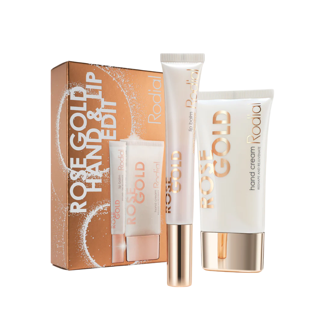 Set Rodial: Crema mani rigenerante oro rosa 40ml + Balsamo labbra oro rosa 10ml