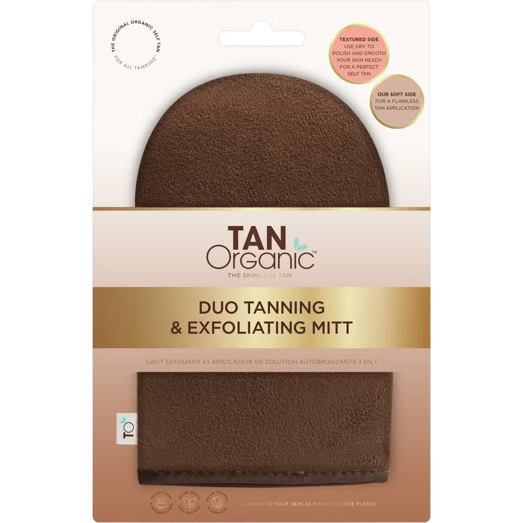 Guanti autoabbronzanti ed esfolianti TanOrganic Duo colore marrone