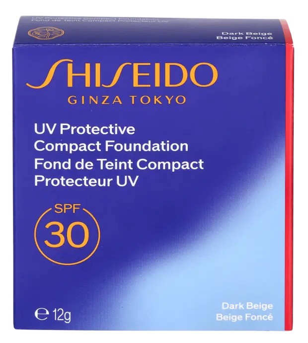 Fondotinta compatto protettivo UV Shiseido SPF30 - 12 g, cipria compatta waterproof Donna Dark Beige