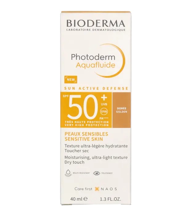 Bioderma Photoderm Aquafluide SPF 50 Crema solare colorata 40 ml donna Golden