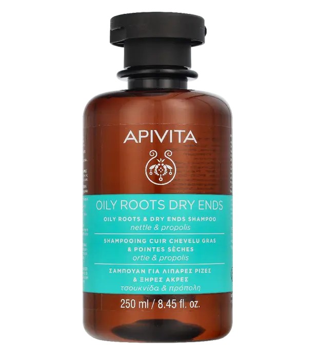 Apivita Oily Roots & Dry Ends Shampoo shampoo rinforzante per cuoio capelluto grasso 250ml donna