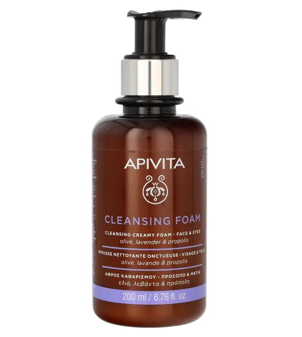Apivita CREMA ESPUMA LIMPIADORA facial y ojos con oliva y lavanda 200 ml Unisex