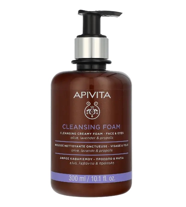 Apivita CREMA ESPUMA LIMPIADORA facial y ojos con oliva y lavanda 300 ml Unisex