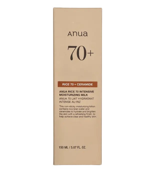 Anua Rice 70 + Ceramide Intensive Moisturizing Milk - Latte idratante per il viso 150ml donna