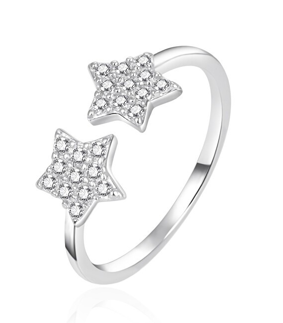 Agato Anello aperto in argento Stelle con zirconi AGT-R11W - Diametro: 52 mm donna